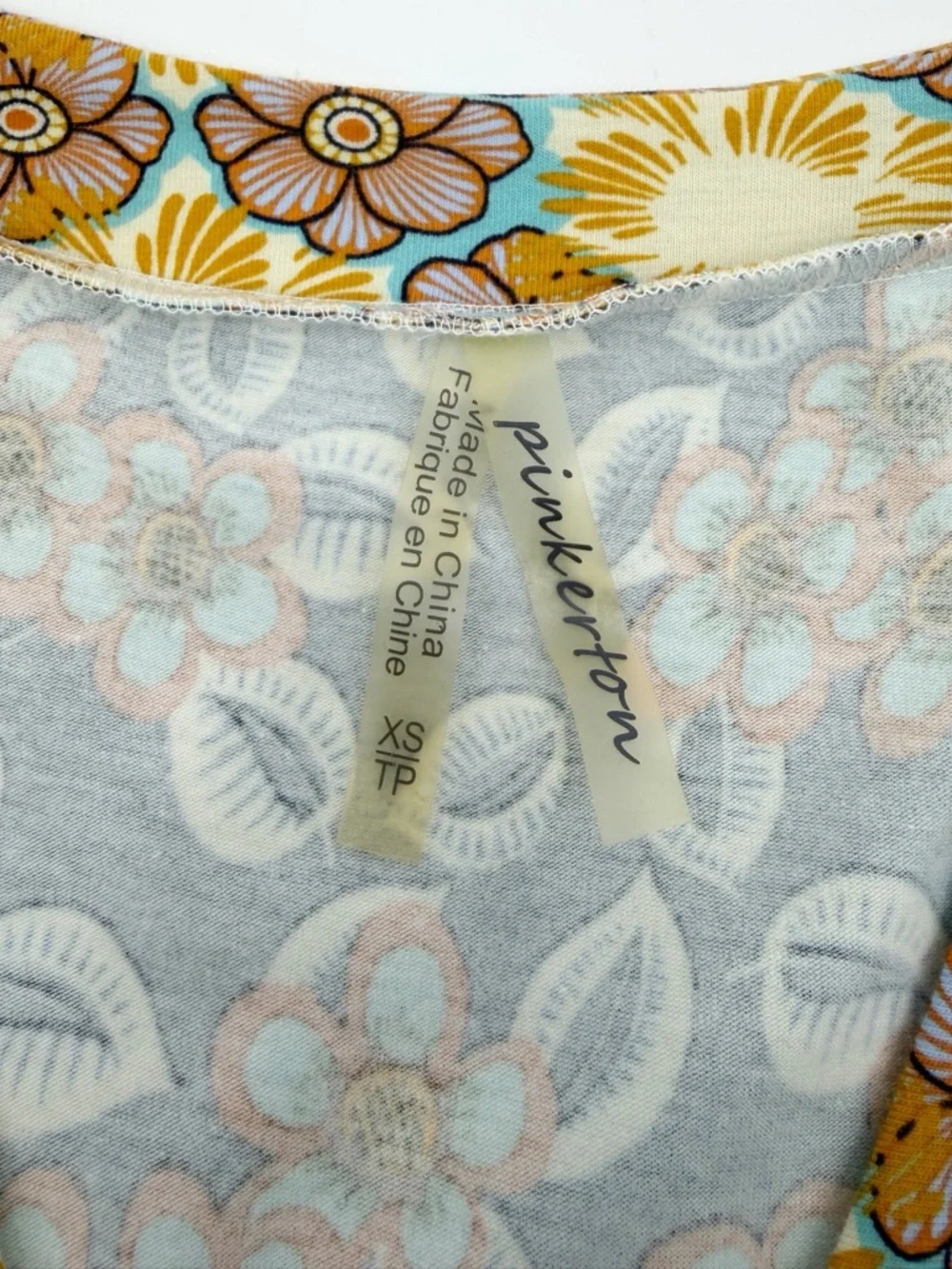 Anthropologie Pinkerton Boho Floral Patchwork Dress V-Neck 3/4 Sleeve XS - Picture 6 of 14